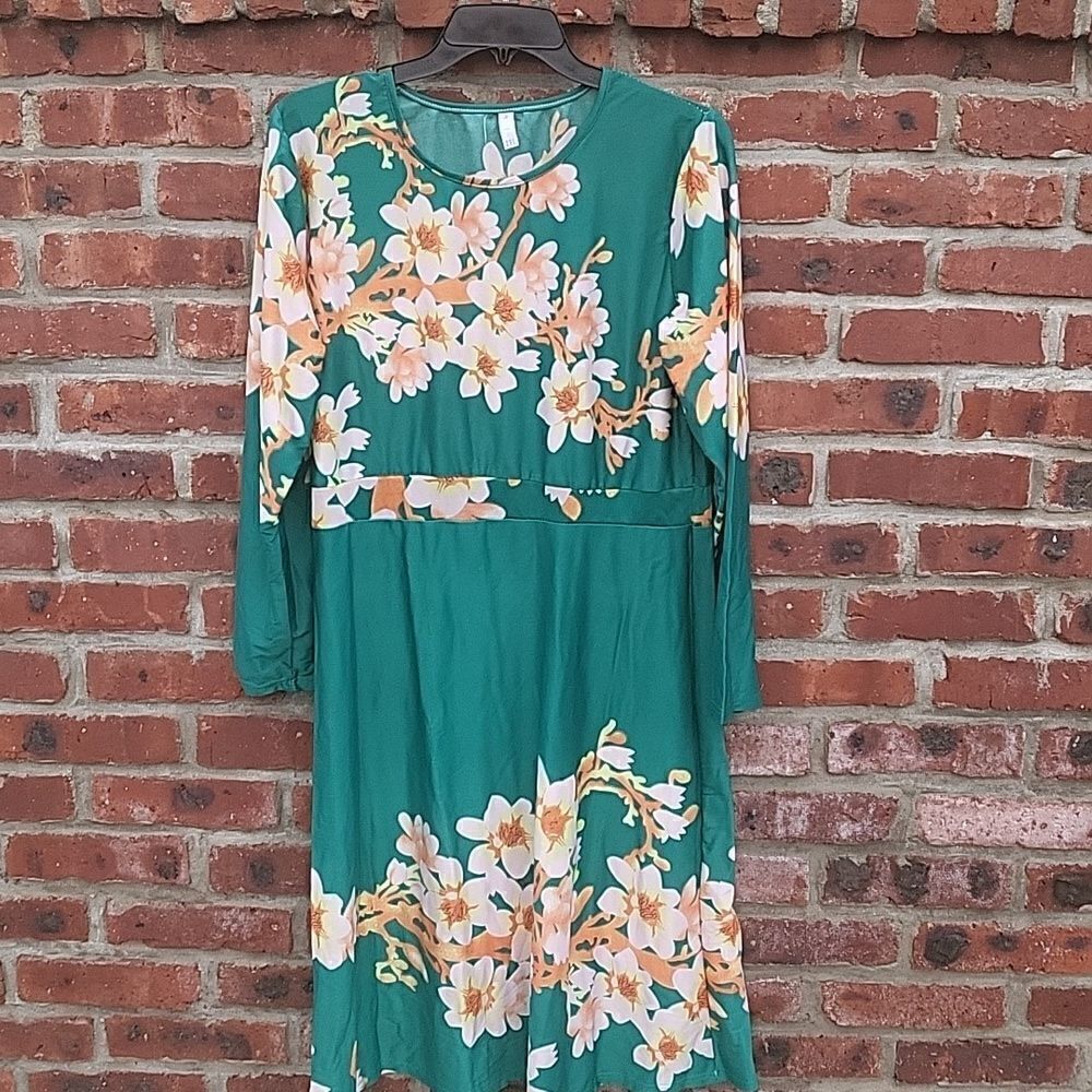 Green floral dress